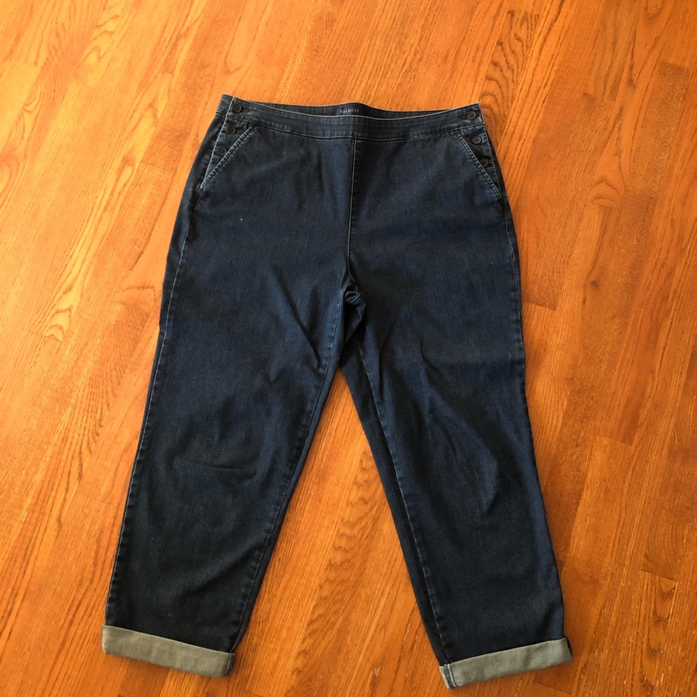 Talbots Side Button Denim Capris Size 16